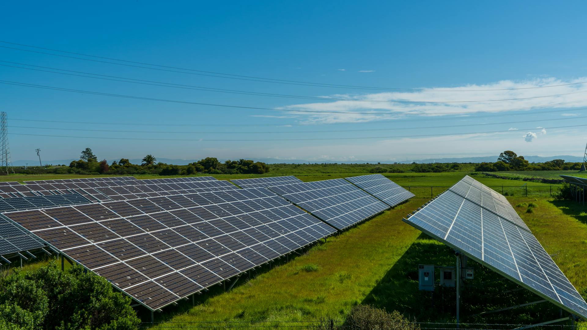A solar array under open sky